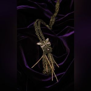 Dragonfly metal, gemstones and beaded necklace.